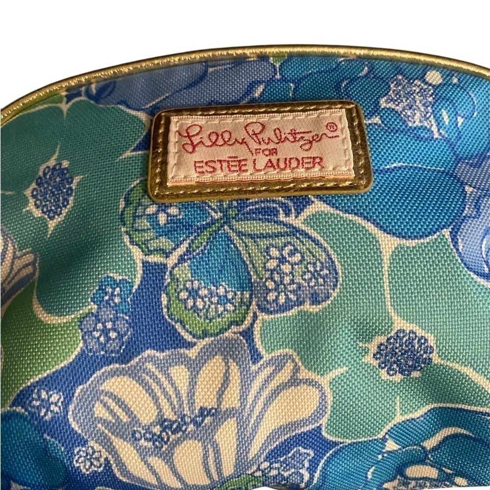 Lilly Pulitzer for Estée Lauder Floral Blue Patterned Makeup Bag - Picture 2 of 4